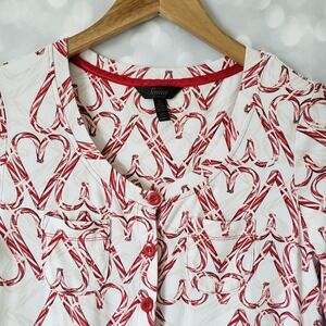 SOMA Candy Cane Embraceable Henly Sleepshirt 3/4 Sleeve Size XS Pajama